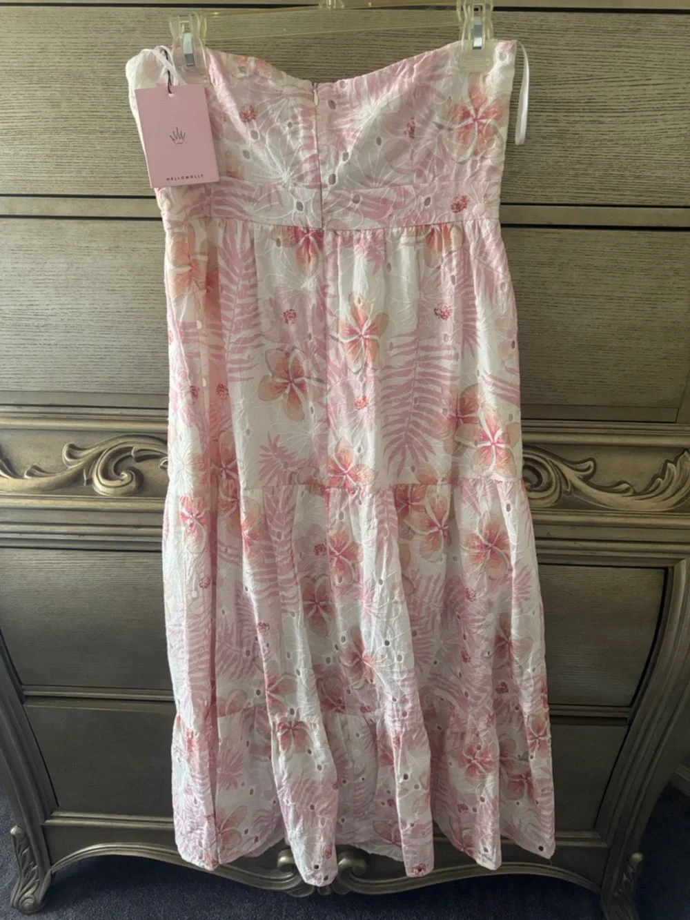 Hello Molly White and Pink Floral Strapless Dress - Picture 3 of 5